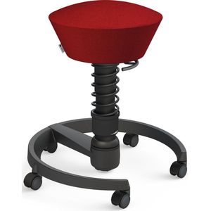 Aeris Swopper - ergonomische bureaukruk - zwart onderstel - rode zitting - harde wielen - wol - standaard
