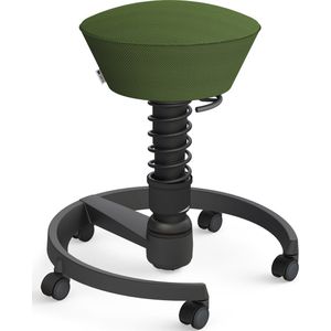 Aeris Swopper - ergonomische bureaukruk - zwart onderstel - groene zitting - harde wielen - mesh - standaard