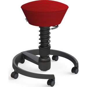Aeris Swopper - ergonomische bureaukruk - zwart onderstel - rode zitting - harde wielen - mesh - standaard