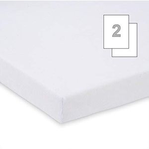 Dubbelpak FabiMax 3540 badstof hoeslaken voor bijzetbed en wieg, 90 x 40 cm, wit