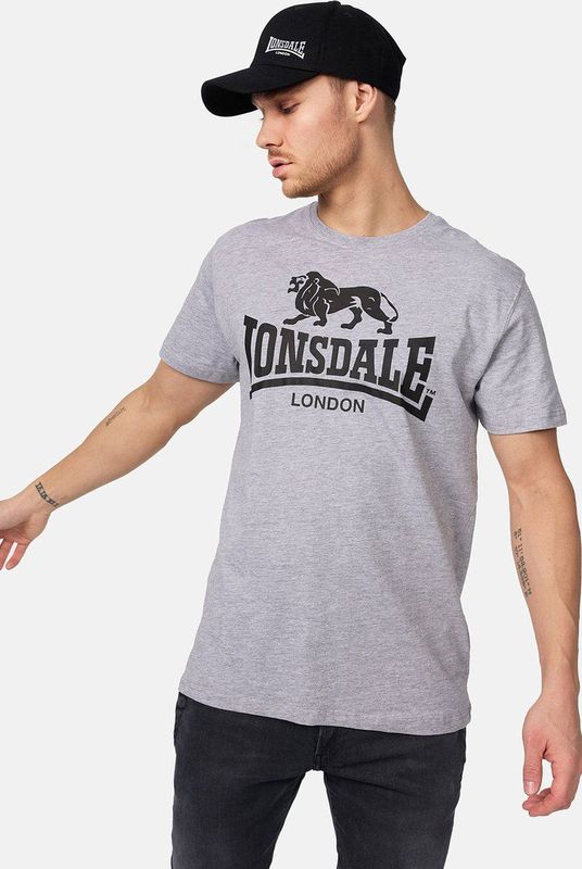 Lonsdale London - T-shirt - Logo - Grijs - 95% Katoen, 5% Viscose