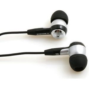 Systeem-S in-ear hoofdtelefoon met drie extra paar oortjes in verschillende maten