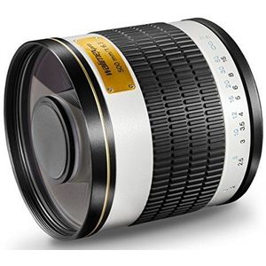 Walimex Pro 15541 500mm 1:6,3 DSLR spiegeltelelens voor Nikon F objectiefbajonet wit (voor full-frame sensor, filterdiameter 34mm, incl. beschermdeksel)
