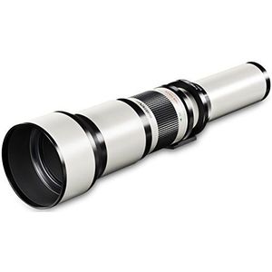 Walimex Pro Telelens DSLR 650-1300mm 1:8-16 voor Nikon F objectiefbajonet wit (handmatige focus voor full-size sensor, filterdiameter 95mm, met uittrekbare zonneklep)
