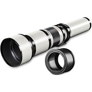 Walimex Pro Telelens DSLR 650-1300 mm 1:8-16 voor Pentax K objectief bajonet wit (manuele focus voor full-formaatsensor, filterdiameter 95 mm, met uittrekbare zonneklep)