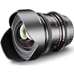 Walimex Pro 1:3.1 14mm VDSLR foto & video lens (met vaste zonnekap, IF, tandkrans, continu openen en scherpstellen, groothoeklens) voor Olympus Four Thirds zwart