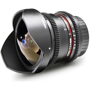Walimex Pro 8 mm 1:3,8 VCSC Fish-Eye II lens foto- en video (afneembare zonnekap, IF, tandwiel, traploze diafragma en focus) voor Fuji X objectiefbajonet zwart