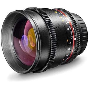 Walimex Pro 85 mm 1:1,5 VCSC video- en fotoflens (filterdraad 72 mm, tandkrans, traploze diafragma en focus, IF) voor Fuji X lensbajonet zwart