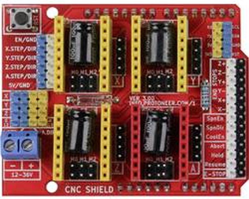CNC-Frees Uitbreidingsbord - Voor Arduino Uno - 12 tot 36 Volt - 4 Assen