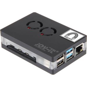 Joy-it RB-CaseP4+03 SBC-behuizing Geschikt voor serie: Raspberry Pi Incl. actieve koeler, Met magneetsluiting Transpara