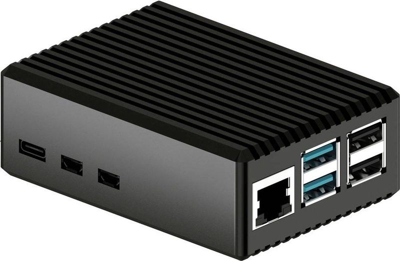 Joy-it RB-AlucaseP5-08 SBC-behuizing Geschikt voor serie: Raspberry Pi Incl. passieve koeler Zwart