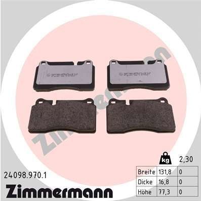 ZIMMERMANN Remblokkenset VW,AUDI,SEAT 24098.970.1 7L6698151E,7P6698151C,7P6698151F 8J0698151G,8J0698151K,8J0698151M,7L6698151G,7L6698151J,8J0698151D