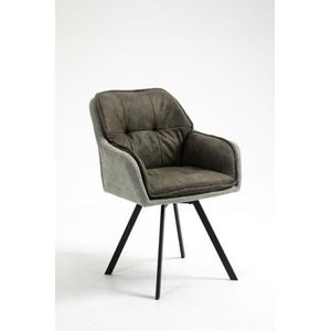 WOLFMÖBEL Set van 2 gestoffeerde stoelen met armleuningen, 180° draaibaar, olijfgroen, voor eetkamer, woonkamer, keuken