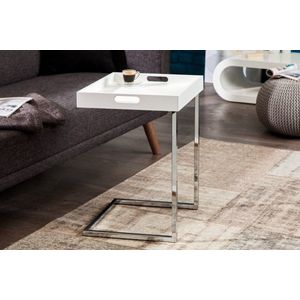 Invicta Interior Ciano Design bijzettafel dienblad wit chroom 40 x 40 cm