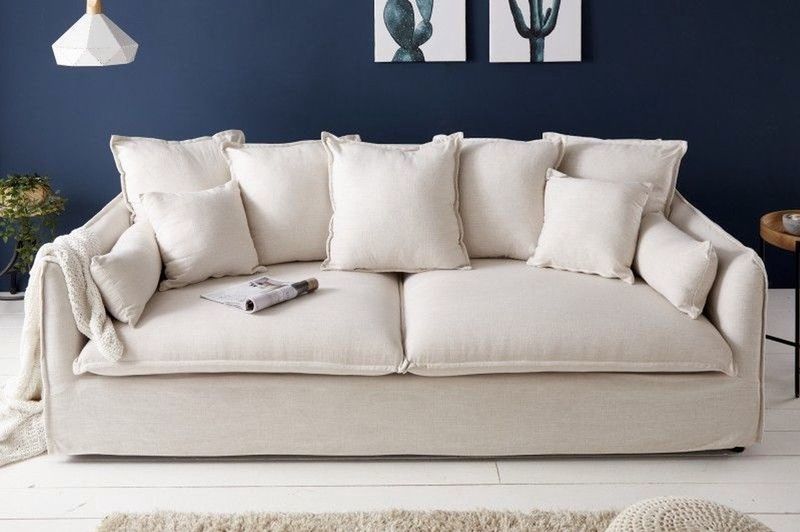 riess-ambiente 3-Sitzer HEAVEN 210cm natur · Hussensofa inkl. Kissen und abnehmbaren Bezug, Einzelartikel 1 Teile, Wohnzimmer · Leinenstoff-Gemisch · Federkern-Polsterung · Landhausstil