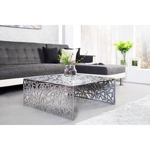 Handgemaakte salontafel ABSTRACT 60cm aluminium zilverkleurig in Gap design - 35722