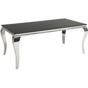 Eettafel - Barok - Zwart Glas - Opaalglas - Edelstaal - 180 x 90 x 75 cm