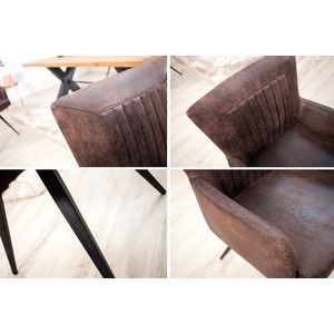 Retro design stoel ROADSTER antiek bruin met armleuningen - 37317