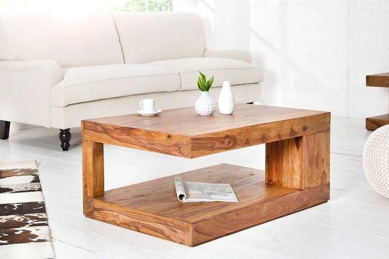 Massieve salontafel van kostbaar hout GIANT L 90 cm Sheesham Stone Finish - 37438