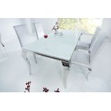 Barock eettafel wit glas 180 cm