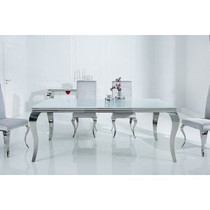 Eettafel Modern Barok 180cm wit zilver/ 37903