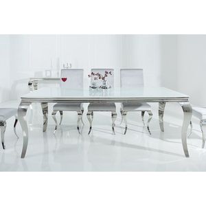 Eettafel Modern Barok 200cm wit zilver/ 37904