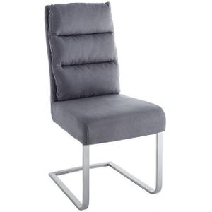 riess-ambiente Freischwinger COMFORT vintage grau / silber, Esszimmer · Microfaser · Edelstahl · Industrial
