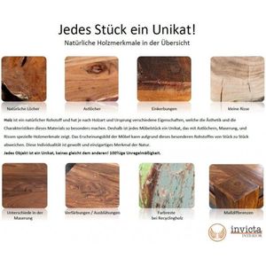 Handgemaakte salontafel SCORPION 110cm acacia zwarte haarspeldpoten massief hout met opbergruimte - 38830
