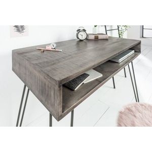 Massief bureau SCORPION 100cm grijze mangohouten haarspeldpoten - 38944