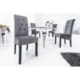 riess-ambiente Esszimmerstuhl CASA grau, Esszimmer · Samt · Massivholz · Chesterfield-Steppung