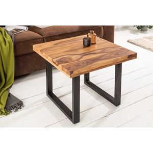 Massief houten salontafel IRON CRAFT 60cm Sheesham steenafwerking Industrieel ontwerp - 39872