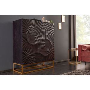Massief Dressoir SCORPION - Zwart - Mangohout - 120cm - 3D-Gravures