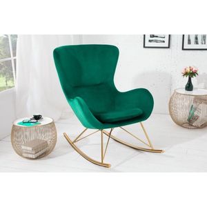 Design schommelstoel SCANDINAVIA SWING smaragdgroen goud fluwelen schommelstoel - 40162