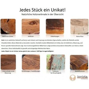 Massief dressoir AMAZONAS 140cm bruine sheeshamhouten vitrinekast met boomrand - 40195