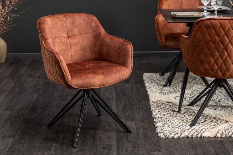 riess-ambiente Polsterstuhl EUPHORIA rost braun / schwarz (Einzelartikel, 1 St), Esszimmer · Samt · Metall · mit Armlehne · 180° drehbar · Retro