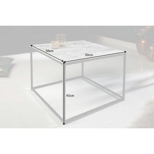 Elegante salontafel ELEMENTS 50cm wit met gepolijst marmeren blad - 40112