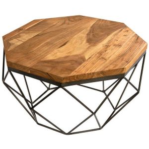 riess-ambiente Couchtisch DIAMOND 70cm natur / messing (Einzelartikel, 1-St), Wohnzimmer · Mango-Massivholz · Metall · eckig · Eisengestell · Design