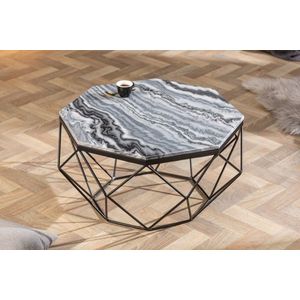 Elegante salontafel DIAMOND 70cm grijs zwart met marmeren blad - 40394