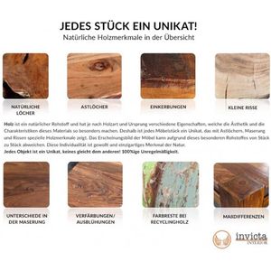 Handgemaakte bijzettafel MAKASSAR 43cm mangohouten plank - 40597