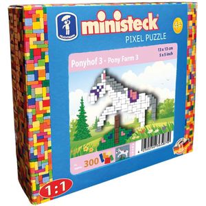 Ministeck 36587 - Mozaïekafbeelding ponyboerderij 3, ca. 13 x 13 cm groot wasbord met ca. 300 kleurrijke steentjes, knijpplezier voor kinderen vanaf 4 jaar