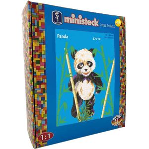 Ministeck 37714 - Mozaïek afbeelding panda, ca. 26 x 33 cm groot wasbord met ca. 1.200 kleurrijke steentjes, knijpplezier voor kinderen vanaf 4 jaar