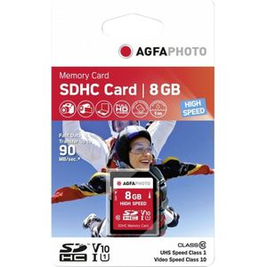 AgfaPhoto - SDHC-kaart - 8GB - Blauw - Klasse 10 - UHS I U1
