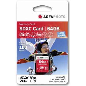 Agfa Photo SDXC kaart  64GB High Speed Class 10 UHS I U1 V30