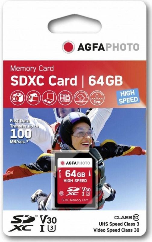 Agfa Photo SDXC 64GB - High Speed Class 10 UHS I U1 V30