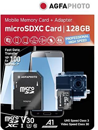 Agfa - Micro SDXC UHS I 128GB Geheugenkaart - Hoog Snelheid - Inclusief Adapter