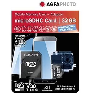 Agfaphoto 10615 32GB AGFA microSDHC CLASS 10 UHS-I U3 V30 A1 geheugenkaart