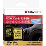 AGFAPHOTO SDXC Professional Hoge Snelheid V90 (SDXC, 128 GB, U3, UHS-II), Geheugenkaart, Goud