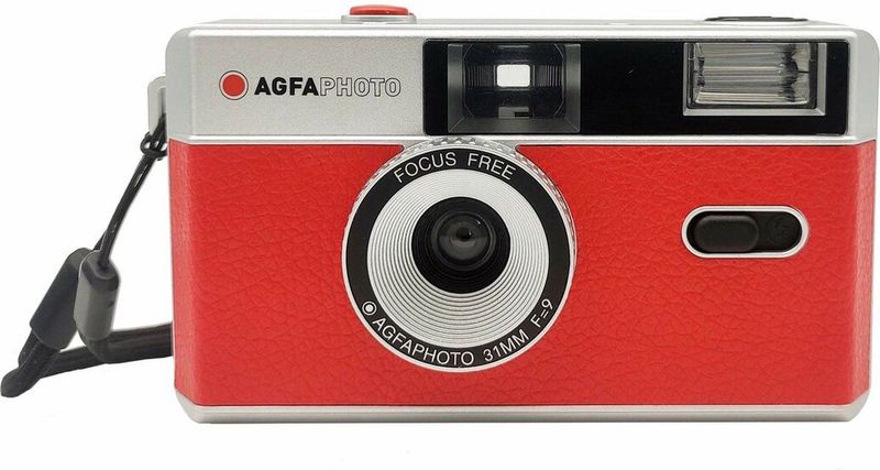Agfa - 603001 - Analoge Camera - Rood - Herbruikbaar - Ingebouwde Flitser