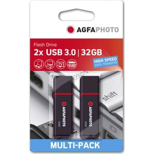 AGFAPHOTO USB 3.2 Gen 1 32GB zwart MP2 (32 GB, USB-A), USB-stick, Zwart