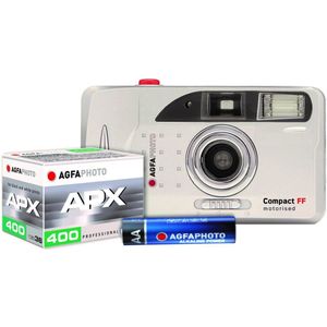 AgfaPhoto - Compact Set FF - Analoge Camera - Zilver - Inclusief Film en Draagriem